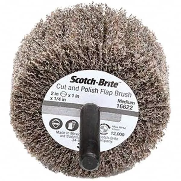 3M Mounted Flap Wheel: 2" Dia, 1" Face Width, Aluminum Oxide