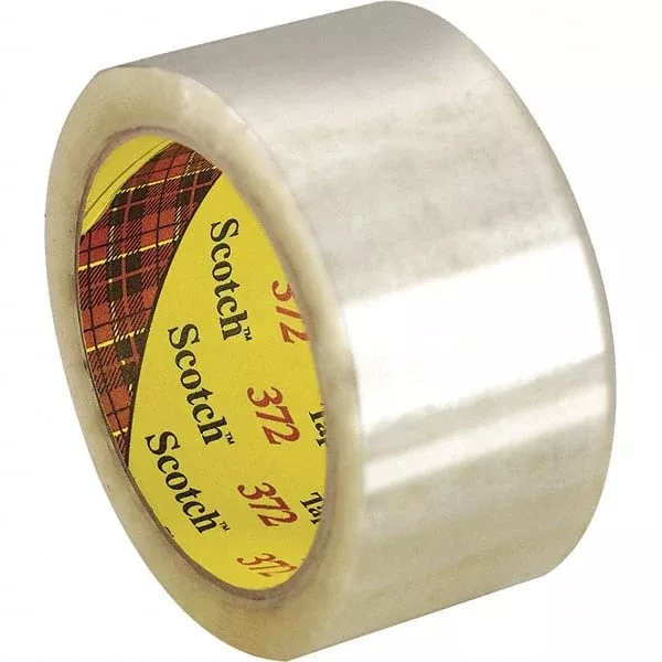 3M Packing Tape: 50' Long, Clear, Rubber Adhesive