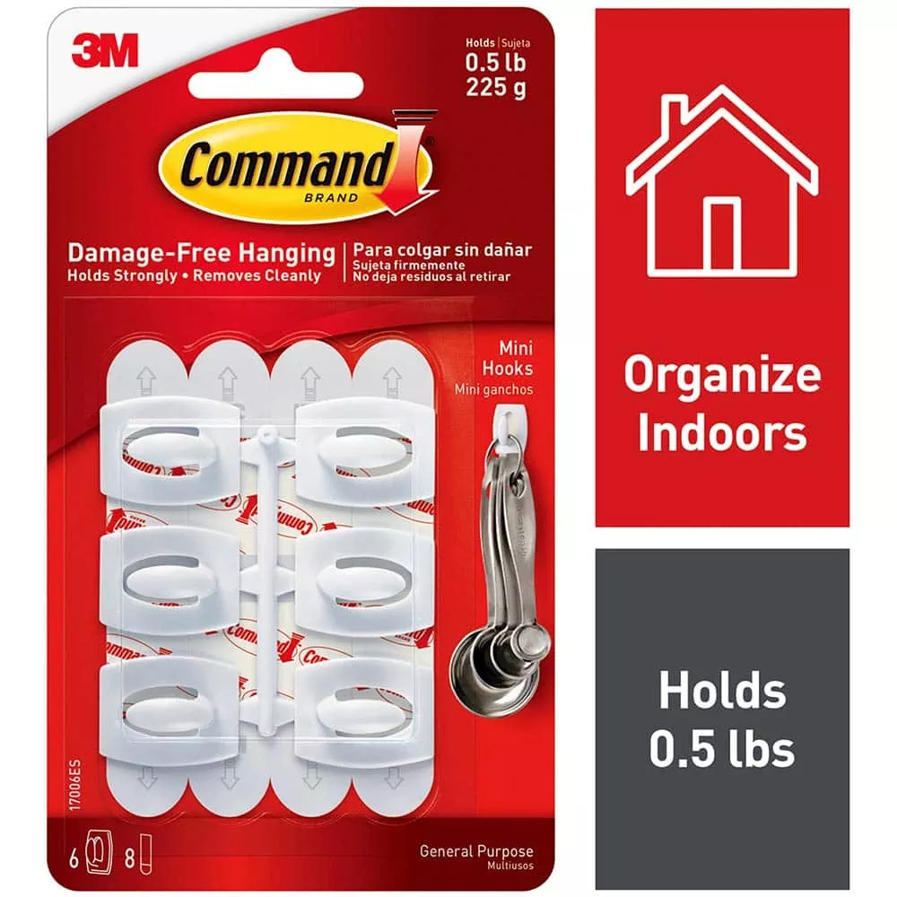 3M Storage Hook: 0.44" Projection, Plastic