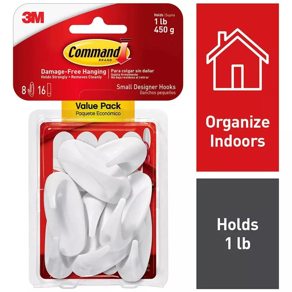 3M Storage Hook: 0.92" Projection, 3 lb Load Capacity, Plastic