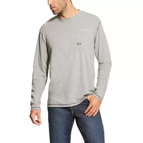 Ariat Rebar Workman L/S Tee- Heather Grey