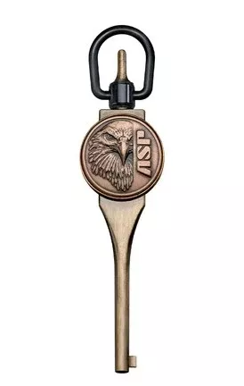 ASP, INC. HCUFF KEY Grdn Logo G1 ASP Eagl Antq Brs
