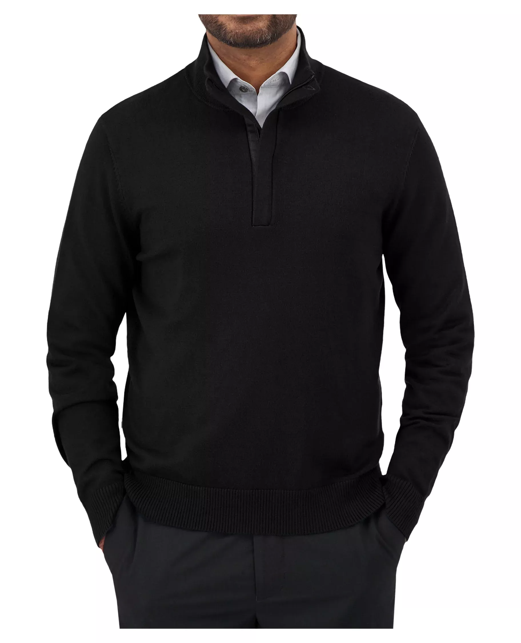 Cobmex Men's Quarter Zip Pullover | Deep Black | 4410