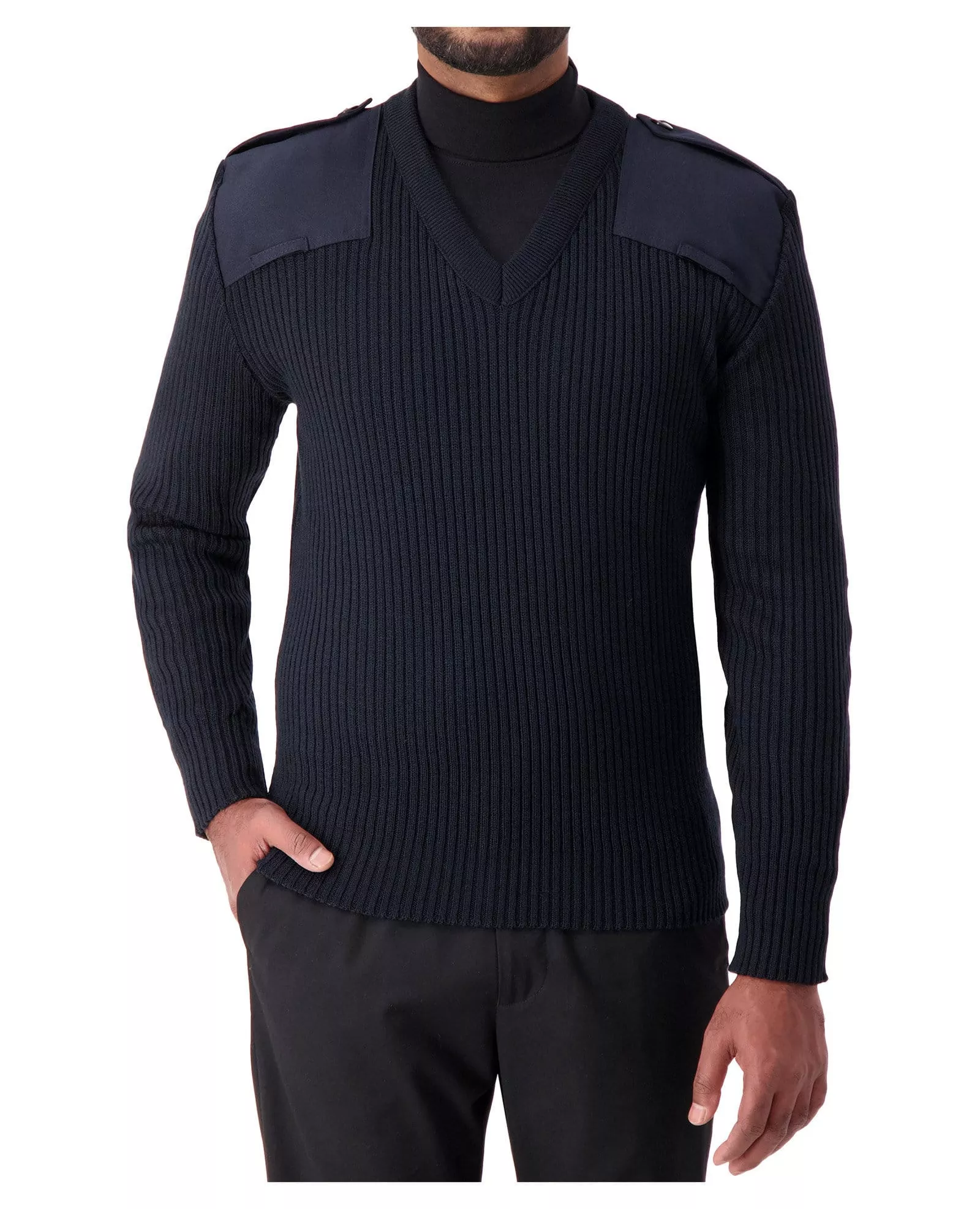 Cobmex V-Neck Rib "Commando" Sweater | Navy | 8080