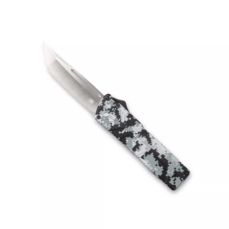 CobraTec Lightweight OTF Tanto Blade Automatic Knife - Winter Digi Camo
