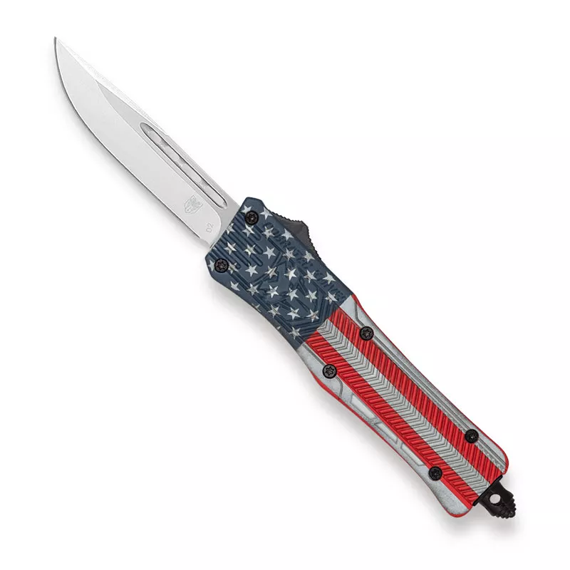 CobraTec Medium CTK-1 Drop Point Automatic Knife - US Flag Cerakote