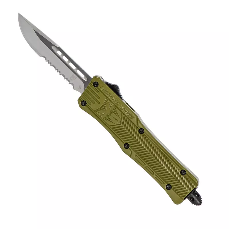 CobraTec Small CTK-1 Drop Point Serrated Automatic Knife - OD Green