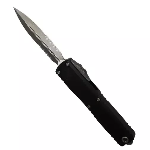 Microtech 1122-11AP Ultratech ZBP Partially Serrated D/E OTF Automatic Knife Black – Apocalyptic
