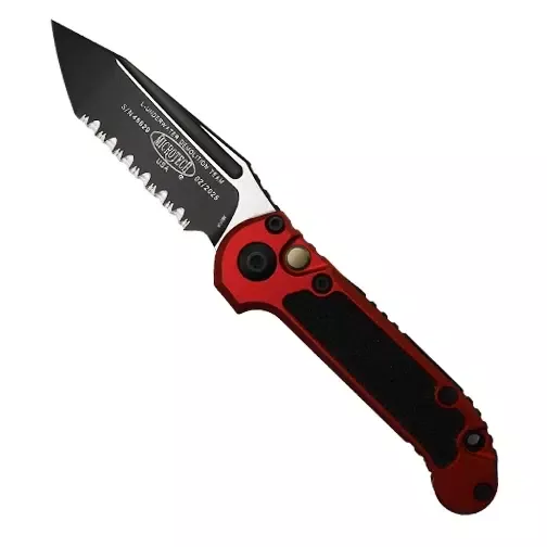 Microtech 1136-3RD LUDT Gen III Fully Serrated T/E Automatic Folding Knife Red – Black
