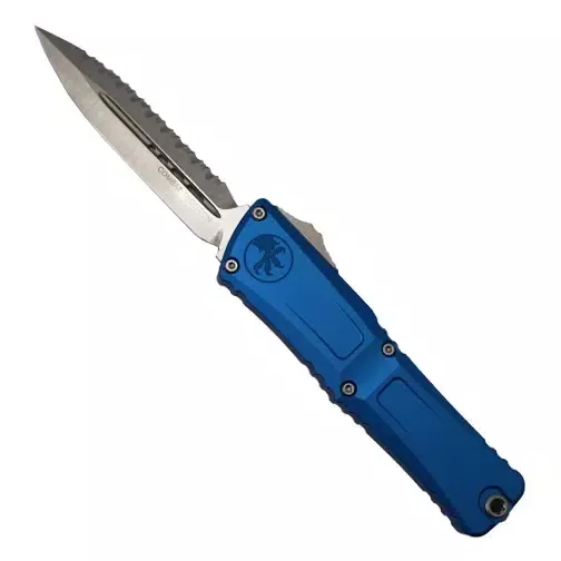 Microtech 1142-12BL Combat Troodon Gen III Fully Serrated D/E OTF Automatic Knife Blue – Stonewash