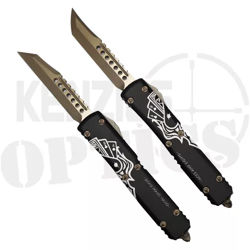 Microtech 119-13SETDMS Signature Series Ultratech Hellhound & Warhound Combo Set – Death Card Engraved
