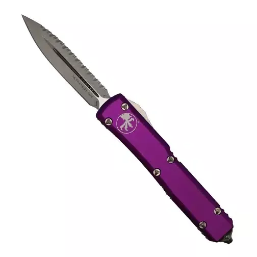 Microtech 122-12VI Ultratech D/E Fully Serrated OTF Automatic Knife Violet – Stonewash