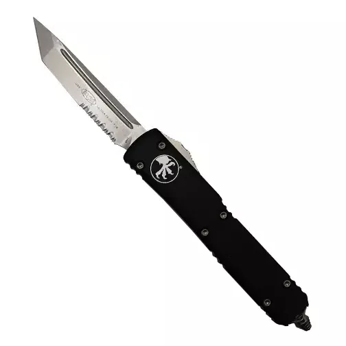 Microtech 123-11 Ultratech T/E Partially Serrated OTF Automatic Knife Black – Stonewash