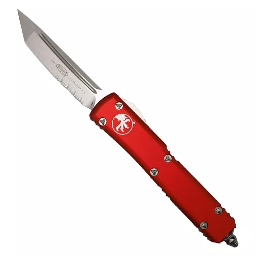 Microtech 123-11RD Ultratech T/E Partially Serrated OTF Automatic Knife Red – Stonewash