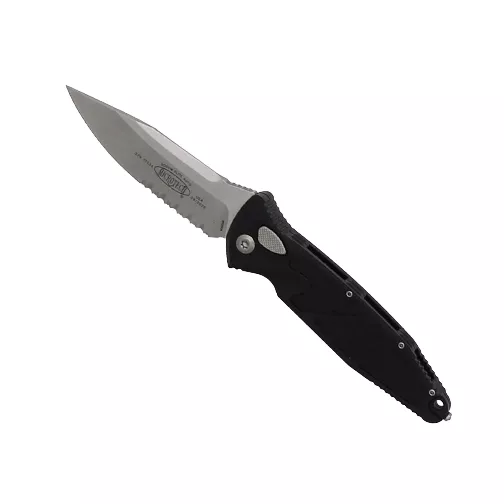 Microtech 160A-11 Socom Elite S/E Automatic Partially Serrated Folding Knife Black – Stonewash