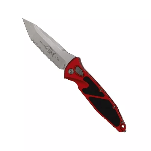 Microtech 161A-12RD Socom Elite S/E Automatic Fully Serrated Folding Knife Red – Stonewash