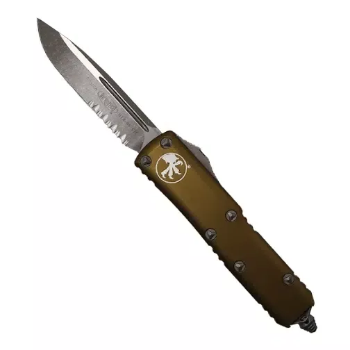 Microtech 231-11APTA UTX-85 Partially Serrated S/E OTF Automatic Knife Tan – Apocalyptic
