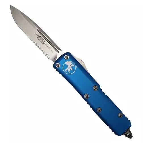 Microtech 231-11BL UTX-85 Partially Serrated S/E OTF Automatic Knife Blue – Stonewash