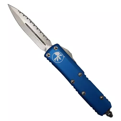 Microtech 232-12BL UTX-85 Fully Serrated D/E OTF Automatic Knife Blue – Stonewash