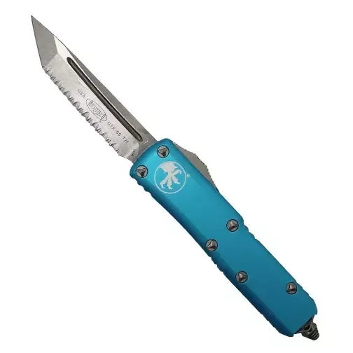 Microtech 233-12TQ UTX-85 Fully Serrated T/E OTF Automatic Knife Turquoise – Stonewash