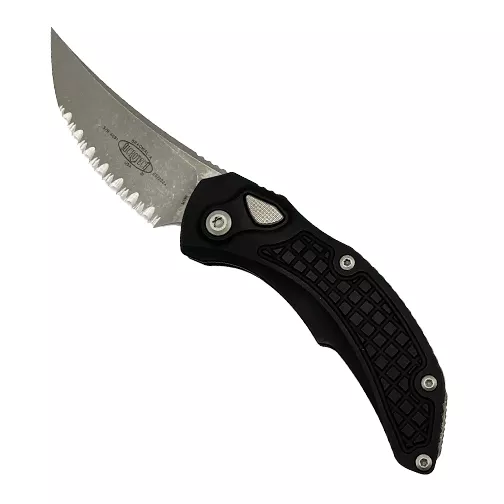 Microtech 268A-12AP Brachial Trailing Point Fully Serrated Automatic Knife Black – Apocalyptic