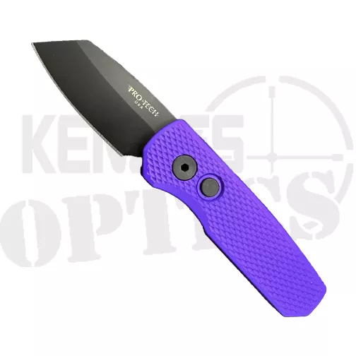 Pro-Tech Knives Runt 5 Reverse Tanto Automatic Folding Knife Purple – Black DLC