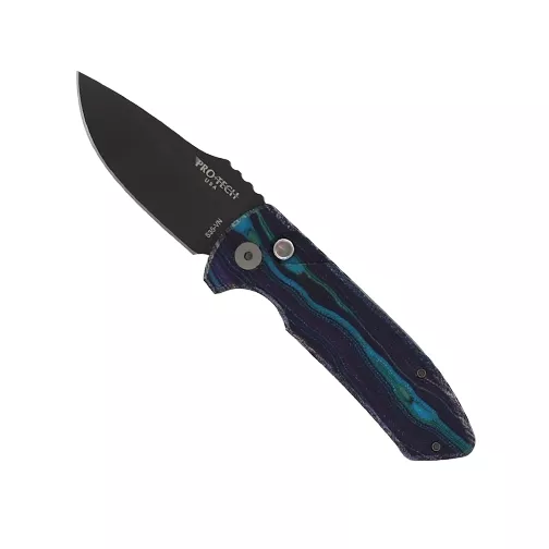 Pro-Tech Knives SBR Unique Micarta Custom S/E Automatic Folding Knife Purple Layered – Black