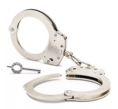 Smith & Wesson Model 100P-1 Nickel Handcuffs - Push Pin Double Lock