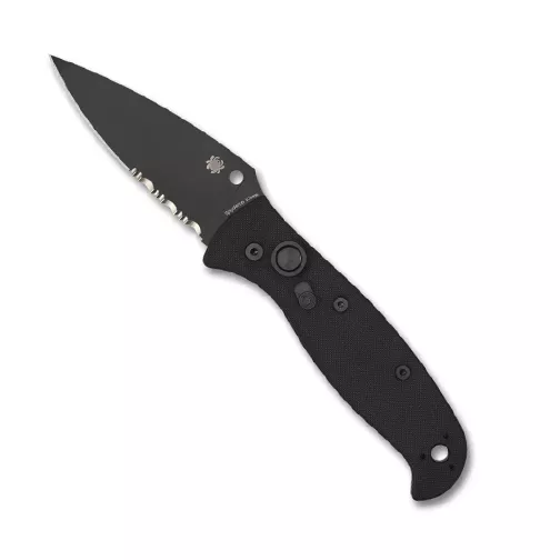 Spyderco C165GSBBK2 Autonomy 2 Fully Serrated S/E Automatic Knife Black – Black