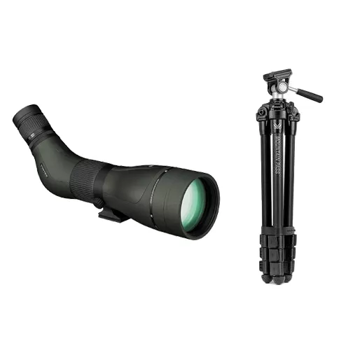 Vortex Diamondback HD 20-60×85 Angled Spotting Scope & Mountain Pass Tripod & Pan Head Bundle
